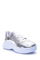 Kadın Yüksek Tabanlı Gümüş Sneaker | Derimod Kadın Yüksek Tabanlı Gümüş Sneaker | Derimod