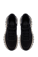 Erkek Siyah Bağcıklı Kalın Tabanlı Nubuk Deri Casual Sneaker | Derimod Erkek Siyah Bağcıklı Kalın Tabanlı Nubuk Deri Casual Sneaker | Derimod