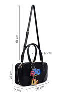 Women's Black Long Strap Accessory Detailed Fabric Handbag | Derimod Women's Black Long Strap Accessory Detailed Fabric Handbag | Derimod