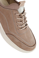 Men's Mink Lace-Up Nubuck Leather Sneaker | Derimod Men's Mink Lace-Up Nubuck Leather Sneaker | Derimod