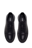 Erkek Siyah Bağcıklı Deri Sneaker | Derimod Erkek Siyah Bağcıklı Deri Sneaker | Derimod