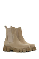 Women's Beige Suede Leather Chelsea Boots | Derimod Women's Beige Suede Leather Chelsea Boots | Derimod