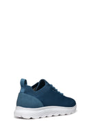 Geox Men's Blue U Spherica A - Knitted Text Laced Fabric Sneakers | Derimod Geox Men's Blue U Spherica A - Knitted Text Laced Fabric Sneakers | Derimod