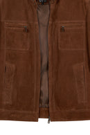 Wade Male Brown Slim-Fit Suede Jacket | Derimod Wade Male Brown Slim-Fit Suede Jacket | Derimod