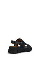 Geox Kadın Siyah Lisbona Deri Sandalet | Derimod Geox Kadın Siyah Lisbona Deri Sandalet | Derimod