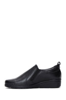 Women's Black Leather Wedge Heeled Comfort Shoes | Derimod Women's Black Leather Wedge Heeled Comfort Shoes | Derimod