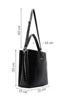 Women's Black Long Strap Crocodile Shoulder Bag | Derimod Women's Black Long Strap Crocodile Shoulder Bag | Derimod