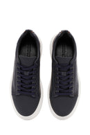 Erkek Lacivert Bağcıklı Kalın Tabanlı Deri Sneaker | Derimod Erkek Lacivert Bağcıklı Kalın Tabanlı Deri Sneaker | Derimod