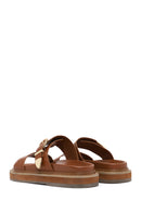 Women's Tan Buckled Slippers | Derimod Women's Tan Buckled Slippers | Derimod