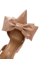 Women's Beige Slingback Thin Heel Patent Leather Shoes | Derimod Women's Beige Slingback Thin Heel Patent Leather Shoes | Derimod