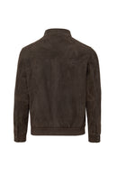 Marcelo Men's Brown Mandarin Collar Suede Leather Jacket | Derimod Marcelo Men's Brown Mandarin Collar Suede Leather Jacket | Derimod