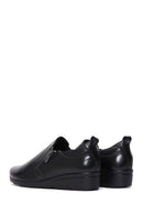 Women's Black Leather Wedge Heeled Comfort Shoes | Derimod Women's Black Leather Wedge Heeled Comfort Shoes | Derimod