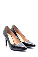 Kadın Deri Kroko Desenli Stiletto | Derimod Kadın Deri Kroko Desenli Stiletto | Derimod