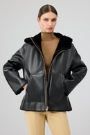 Gardena Women's Black Double-Sided Teddy Coat | Derimod Gardena Women's Black Double-Sided Teddy Coat | Derimod