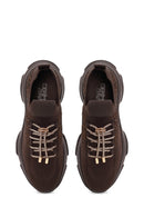 Derimod Zero Woman Brown Lace-Up Fabric Sneaker with Stone Details | Derimod Derimod Zero Woman Brown Lace-Up Fabric Sneaker with Stone Details | Derimod