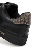 Kadın Siyah Bağcıklı Taşlı Sneaker | Derimod Kadın Siyah Bağcıklı Taşlı Sneaker | Derimod
