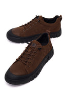 Male Brown Lace-up Thick-soled Nubuck Leather Sneaker | Derimod Male Brown Lace-up Thick-soled Nubuck Leather Sneaker | Derimod