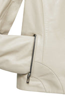 Derek Women's Beige Short Leather Jacket | Derimod Derek Women's Beige Short Leather Jacket | Derimod