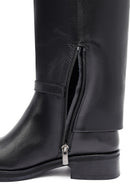 Woman Black Zippered Leather Boot | Derimod Woman Black Zippered Leather Boot | Derimod
