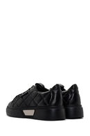 Men's Black Lace-Up Quilted Leather Casual Sneaker | Derimod Men's Black Lace-Up Quilted Leather Casual Sneaker | Derimod