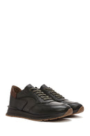 Men's Green Lace-Up Leather Casual Sneakers | Derimod Men's Green Lace-Up Leather Casual Sneakers | Derimod