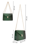 Women's Green Long Strap Crocodile Crossbody Bag | Derimod Women's Green Long Strap Crocodile Crossbody Bag | Derimod
