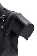 Women's Black Heeled Zippered Leather Boots | Derimod Women's Black Heeled Zippered Leather Boots | Derimod