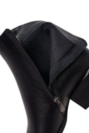 Woman Black Zip Closure Short Thick-Heeled Leather Cowboy Boots | Derimod Woman Black Zip Closure Short Thick-Heeled Leather Cowboy Boots | Derimod