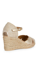 Geox Women's Gold Gelsa Ankle Strap Wedge Heel Espadrille | Derimod Geox Women's Gold Gelsa Ankle Strap Wedge Heel Espadrille | Derimod