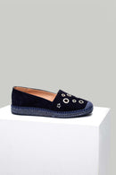 Lacivert Metal Detaylı Kadın Deri Espadril | Derimod Lacivert Metal Detaylı Kadın Deri Espadril | Derimod