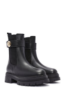 Women's Black Buckle Detailed Leather Chelsea Boots | Derimod Women's Black Buckle Detailed Leather Chelsea Boots | Derimod