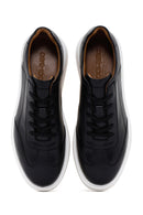 Erkek Siyah Kalın Tabanlı Bağcıklı Deri Sneaker | Derimod Erkek Siyah Kalın Tabanlı Bağcıklı Deri Sneaker | Derimod