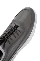 Men's Gray Lace-Up Leather Casual Sneaker | Derimod Men's Gray Lace-Up Leather Casual Sneaker | Derimod