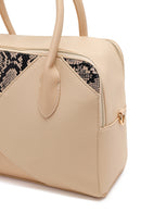 Woman Cream Long Strap Printed Shoulder Bag | Derimod Woman Cream Long Strap Printed Shoulder Bag | Derimod