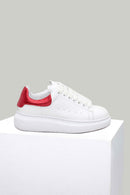 Beyaz-Kırmızı Kadın Deri Sneaker | Derimod Beyaz-Kırmızı Kadın Deri Sneaker | Derimod