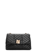 Kadın Siyah Uzun Askılı Kapitone Desenli Omuz Çantası | Derimod Kadın Siyah Uzun Askılı Kapitone Desenli Omuz Çantası | Derimod