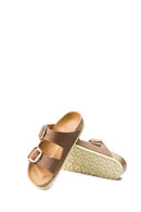 Birkenstock Women's Brown Leather Double Buckle Arizona Big Buckle Slippers | Derimod Birkenstock Women's Brown Leather Double Buckle Arizona Big Buckle Slippers | Derimod
