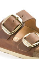 Birkenstock Women's Brown Leather Double Buckle Arizona Big Buckle Slippers | Derimod Birkenstock Women's Brown Leather Double Buckle Arizona Big Buckle Slippers | Derimod