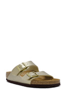 Birkenstock Kadın Altın Arizona Bf Çift Tokalı Terlik | Derimod Birkenstock Kadın Altın Arizona Bf Çift Tokalı Terlik | Derimod