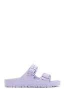 Birkenstock Kadın Mor Deri Çift Tokalı Arizona Eva Düz Terlik | Derimod Birkenstock Kadın Mor Deri Çift Tokalı Arizona Eva Düz Terlik | Derimod