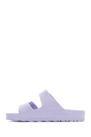 Birkenstock Kadın Mor Deri Çift Tokalı Arizona Eva Düz Terlik | Derimod Birkenstock Kadın Mor Deri Çift Tokalı Arizona Eva Düz Terlik | Derimod