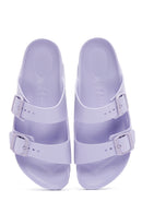Birkenstock Kadın Mor Deri Çift Tokalı Arizona Eva Düz Terlik | Derimod Birkenstock Kadın Mor Deri Çift Tokalı Arizona Eva Düz Terlik | Derimod