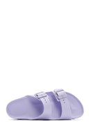 Birkenstock Kadın Mor Deri Çift Tokalı Arizona Eva Düz Terlik | Derimod Birkenstock Kadın Mor Deri Çift Tokalı Arizona Eva Düz Terlik | Derimod