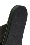 Men's Khaki Striped Casual Leather Slippers | Derimod Men's Khaki Striped Casual Leather Slippers | Derimod