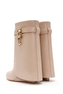 Kadın Bej Dolgu Topuklu Bot | Derimod Kadın Bej Dolgu Topuklu Bot | Derimod