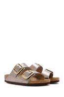 Birkenstock Kadın Vizon Arizona Bf Çift Tokalı Metalik Terlik | Derimod Birkenstock Kadın Vizon Arizona Bf Çift Tokalı Metalik Terlik | Derimod