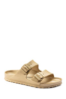 Birkenstock Kadın Altın Arizona Eva Glamour Çift Bantlı Metalik Terlik | Derimod Birkenstock Kadın Altın Arizona Eva Glamour Çift Bantlı Metalik Terlik | Derimod