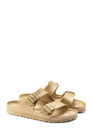 Birkenstock Kadın Altın Arizona Eva Glamour Çift Bantlı Metalik Terlik | Derimod Birkenstock Kadın Altın Arizona Eva Glamour Çift Bantlı Metalik Terlik | Derimod