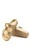 Birkenstock Kadın Altın Arizona Eva Glamour Çift Bantlı Metalik Terlik | Derimod Birkenstock Kadın Altın Arizona Eva Glamour Çift Bantlı Metalik Terlik | Derimod