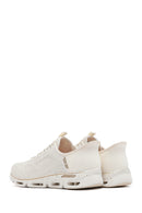 Skechers Women's Beige Glide Step Gratify Lace-Up Fabric Sneakers | Derimod Skechers Women's Beige Glide Step Gratify Lace-Up Fabric Sneakers | Derimod